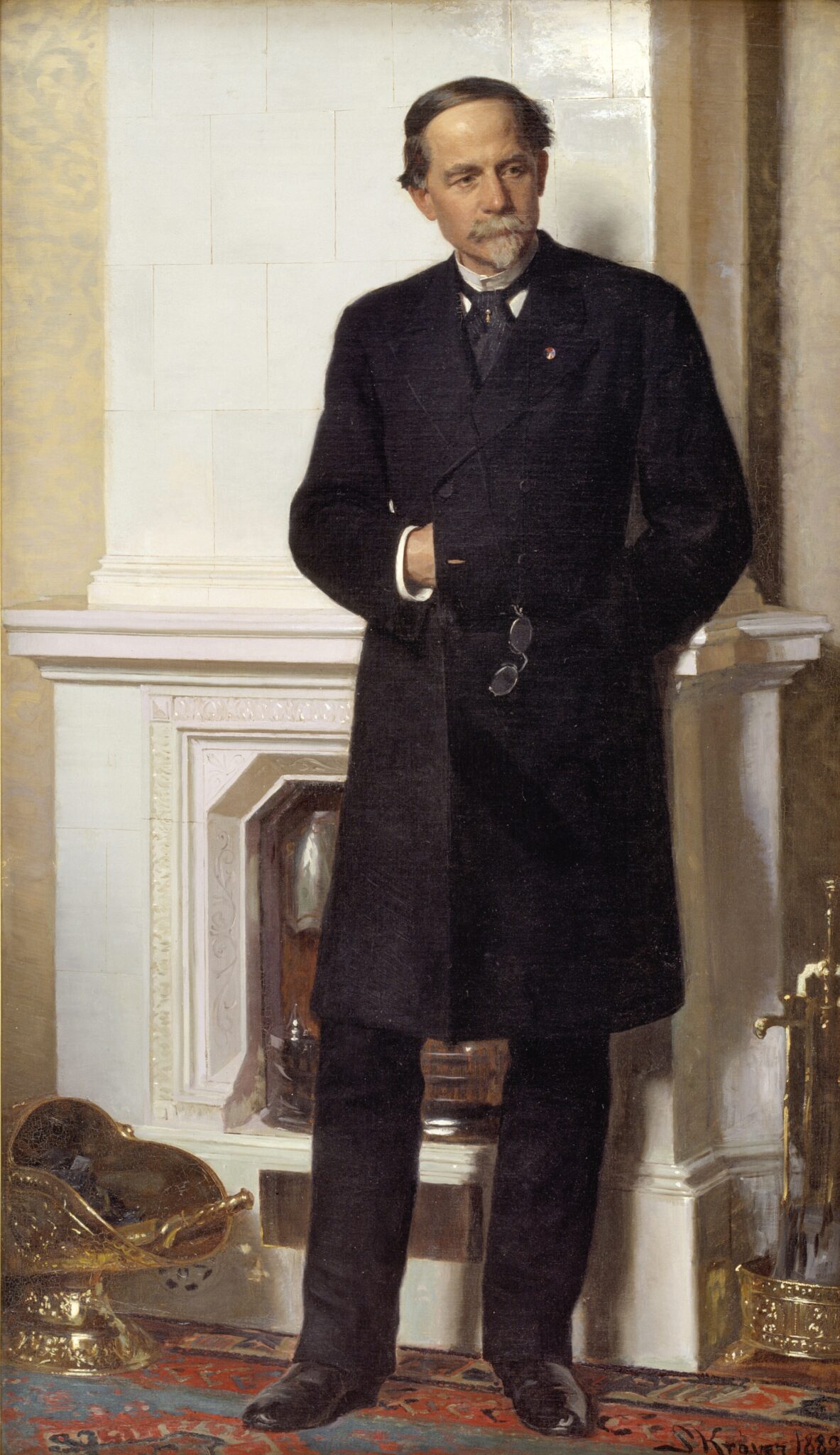 Fig. 2. P.S. Krøyer: Portrait of the Architect F. Meldahl, 1882. Oil on canvas, 195 x 113.5 cm. SMK, KMS1475. It was Meldahl himself who offered the life-size portrait to the museum in 1893. There was no consensus in the committee regarding the acquisition, and it was the Minister of Culture Carl Goos, who had just joined the committee, whose vote proved decisive.