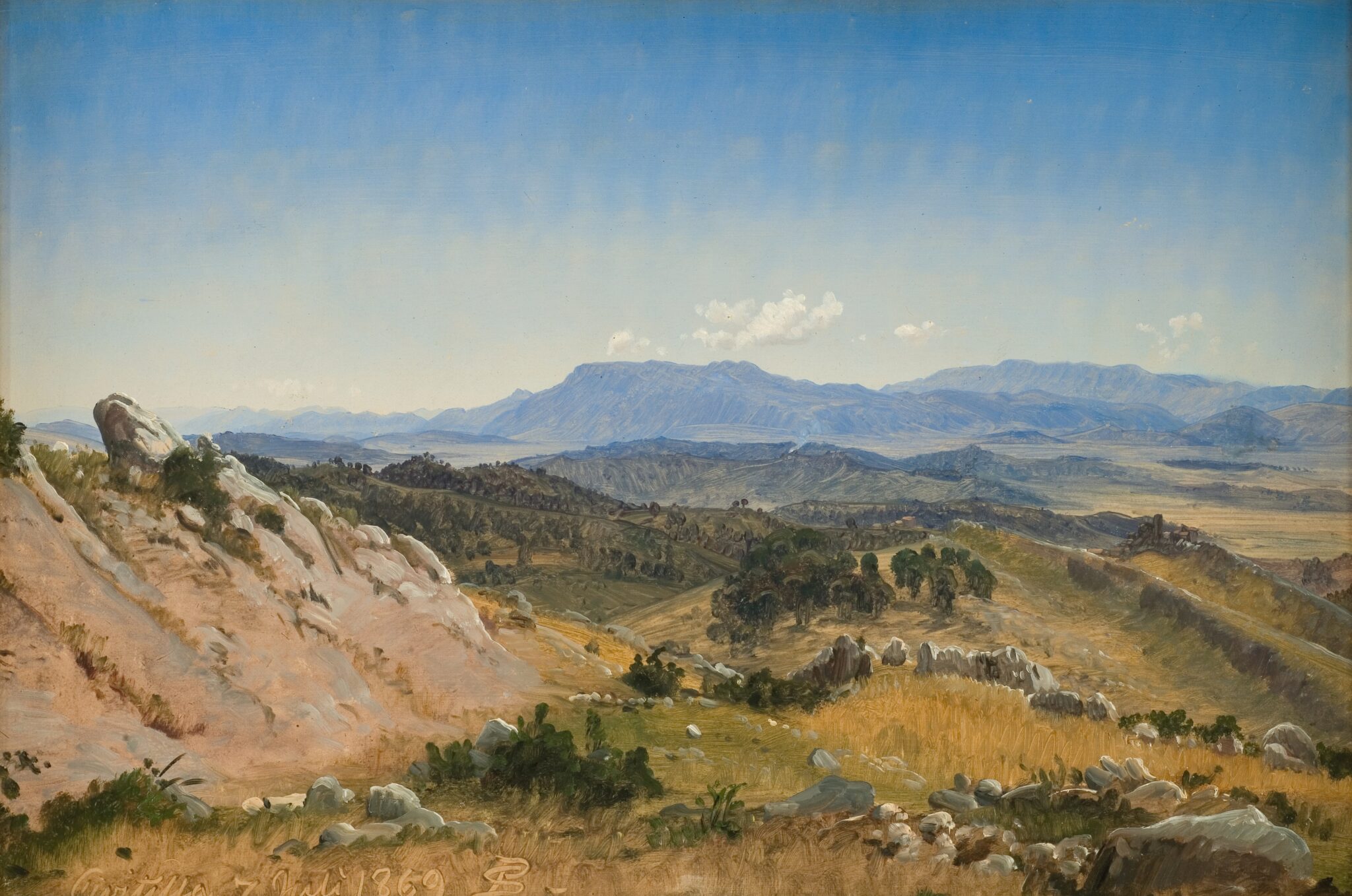 Fig. 10: P.C. Skovgaard, “Landskab ved Civitella”, 1869. Olie på papir, klæbet på lærred, 38 x 57 cm. Statens Museum for Kunst, inv.nr. KMS1789. Foto: Public domain.