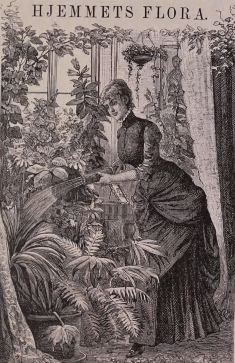 Fig 10. Titelbladet fra Jens August Carl Jenssen: Hjemmets Flora. Vejledning til behandling af potteplanter i stuen alene. Gad, 1896 (1883)