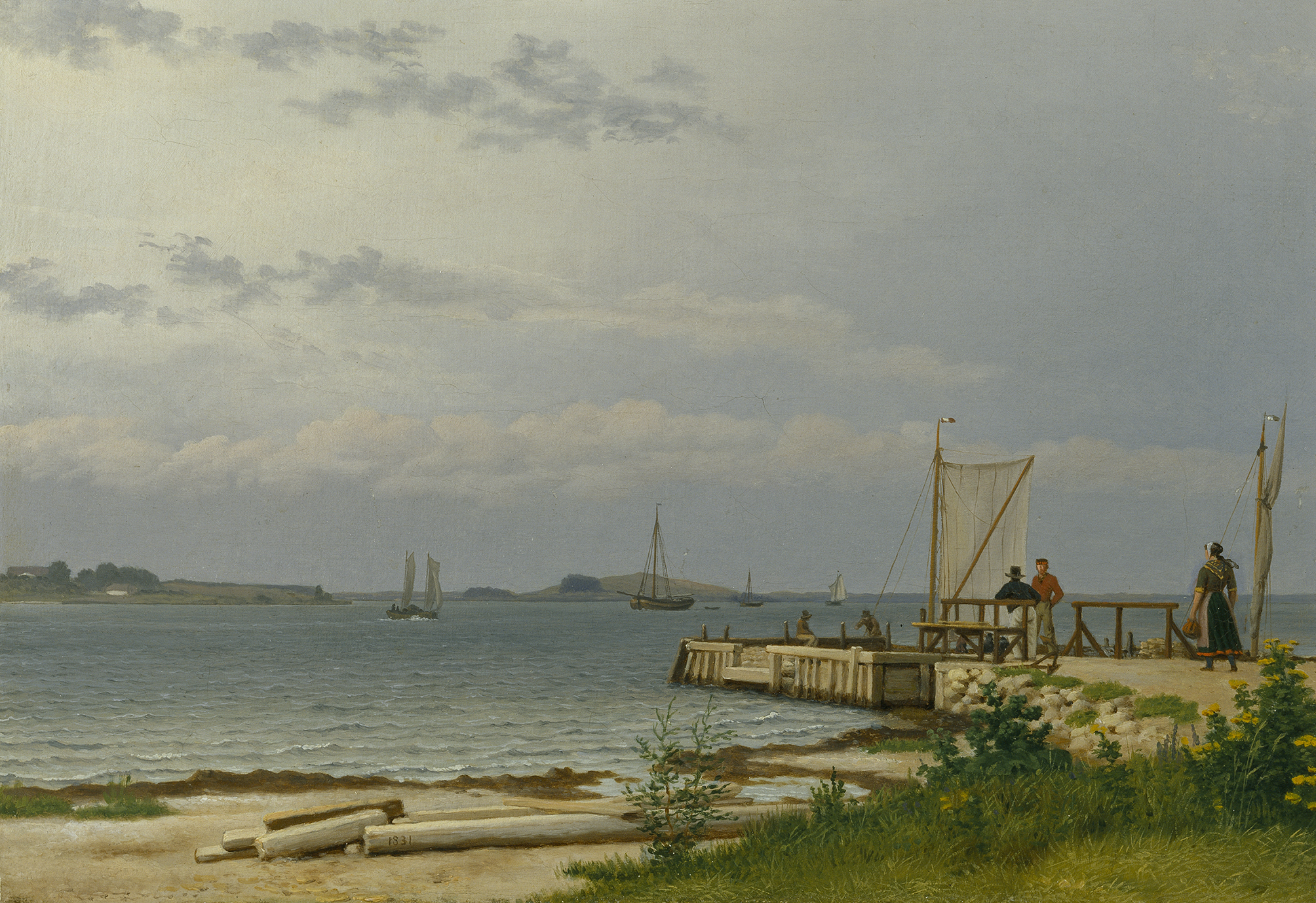 Fig. 8. C.W. Eckersberg: Udsigt fra færgebroen ved Kallehave til Koster. 1831. Olie på lærred. 23,2 x 33 cm. Den Hirschsprungske Samling, inv.nr. 116.Købt i januar 1834 af grosserer Nicolai Gerson, og siden erhvervet af Heinrich Hirschsprung på auktionen over Gersons samling i 1880. 