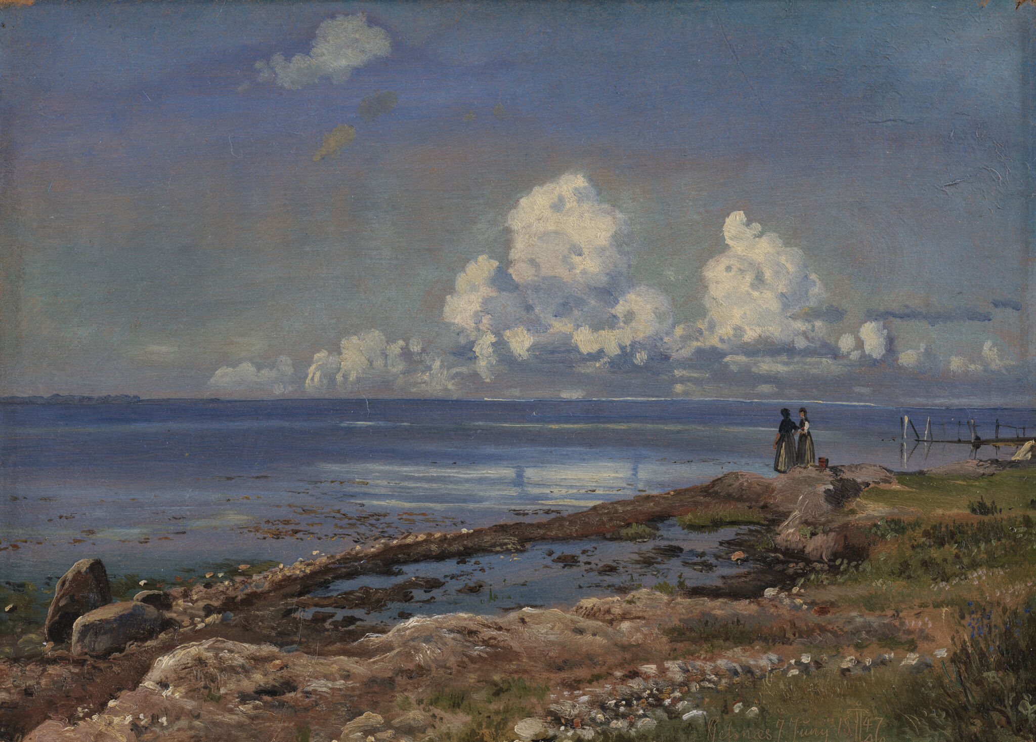 Fig. 12. J.Th. Lundbye: Strand ved Refsnæs. 1847. Olie på pap. 30 x 41 cm. Statens Museum for Kunst, inv.nr. KMS827.Købt af Den kgl. Malerisamling i 1862 