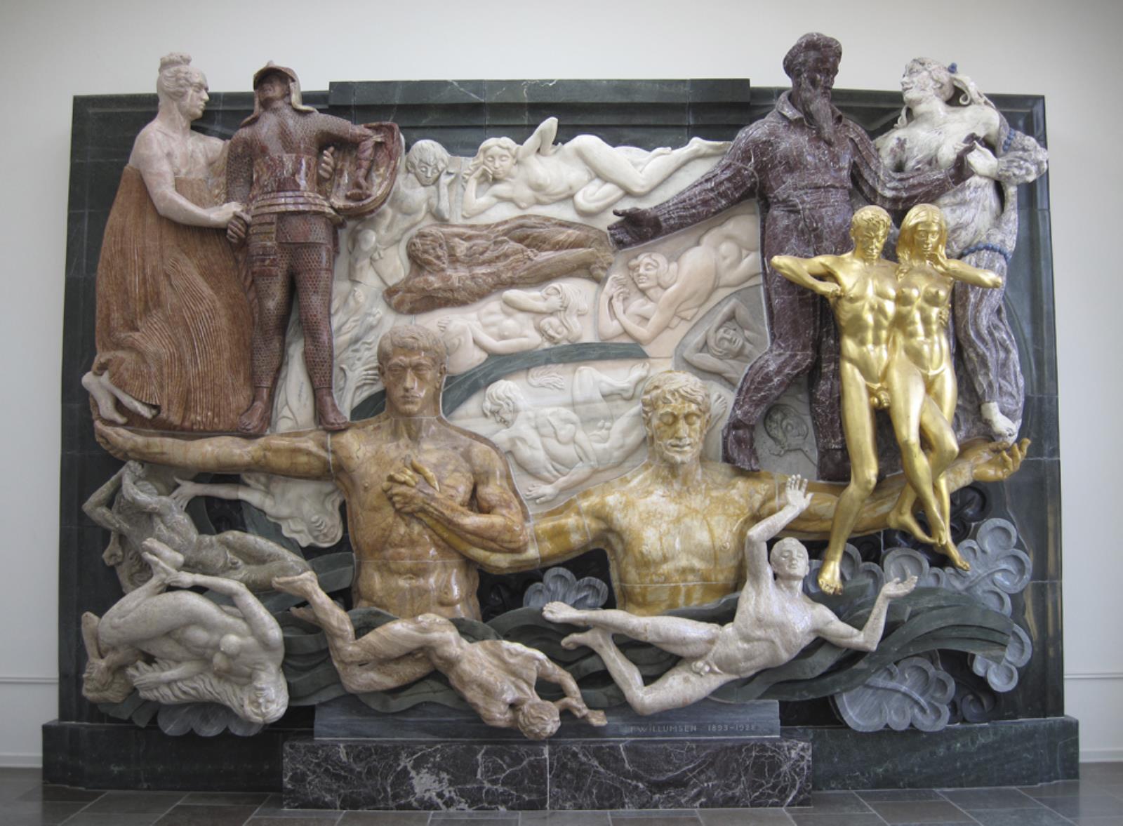 Fig. 4. J.F. Willumsen: The Great Relief, 1893-1928. Gilt bronze, multiple stones and marble. 440 x 645 cm. SMK, KMS5847. Deposited at Willumsen's Museum. Commissioned in 1923 by the acquisitions committee. An example of one of the commissions undertaken by the committee.